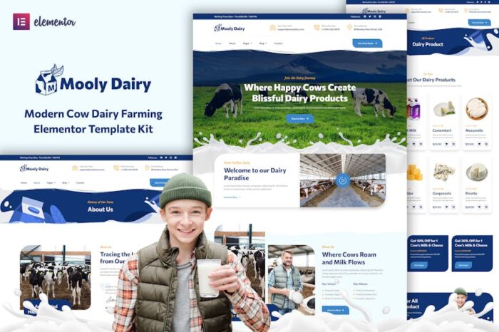 Mooly - Modern Cow Dairy Farming Elementor Template Kit