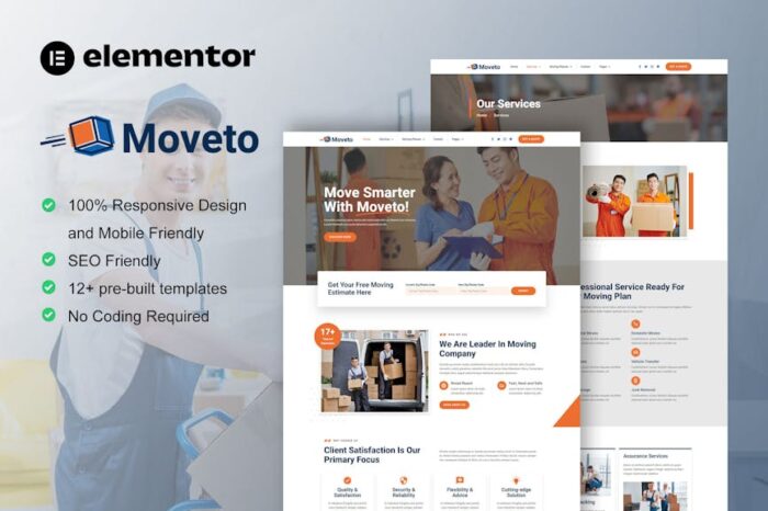 Moveto - Moving Company Elementor Template Kit