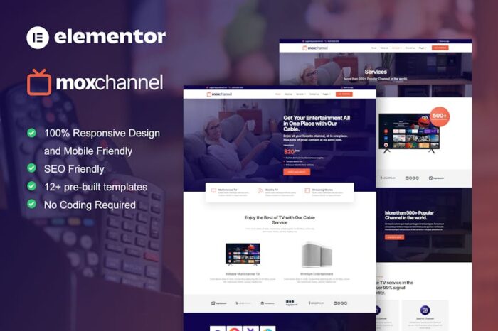 MoxChannel - TV Channel Service Elementor Template Kit