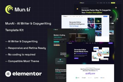 MunAi - AI Writer & Copywriting App Elementor Template Kit