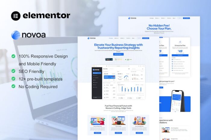 Novoa - Saas & Finance Software Service Elementor Template Kit