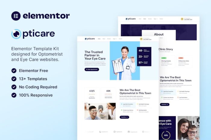 Opticare – Optometrist & Eye Care Elementor Template Kit