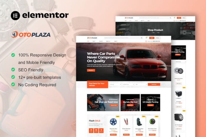 OtoPlaza - Auto Parts Store & Accessories Elementor Pro Template Kit