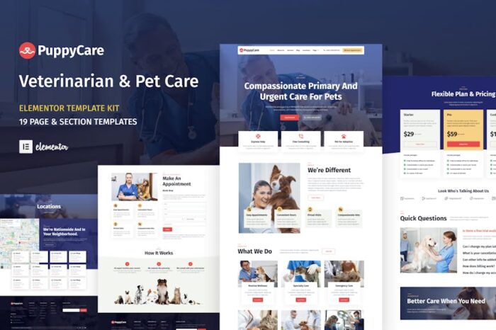 PuppyCare - Vetenarian & Pet Care WordPress Elementor Template Kit