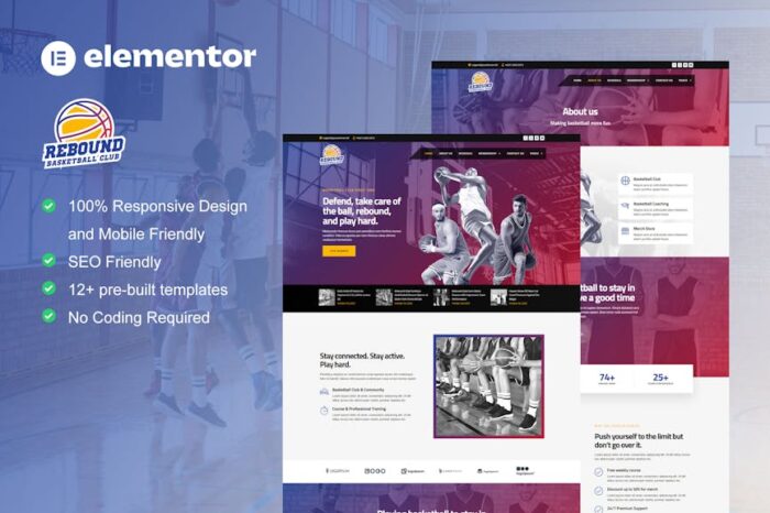 Rebound - Basketball Team & Sport Club Elementor Template Kit