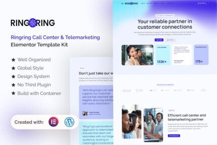 Ringring - Call Center & Telemarketing Elementor Pro Template Kit