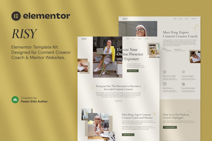 Risy - Content Creator Coach & Mentor Elementor Template Kit Risy - Content Creator Coach & Mentor Elementor Template Kit