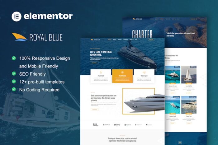 RoyalBlue - Yacht Club & Boat Rental Elementor Template Kit