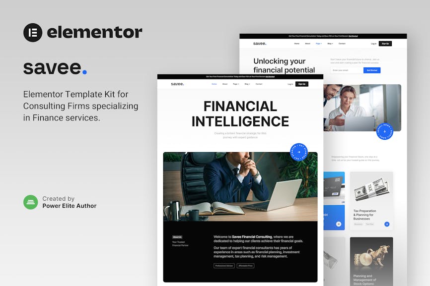 Savee - Financial Consulting Elementor Template Kit Savee - Financial Consulting Elementor Template Kit