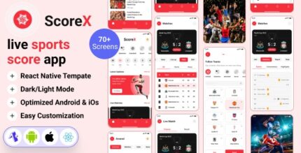 Scorex - Livescore Sport App React Native Expo App UI Kit