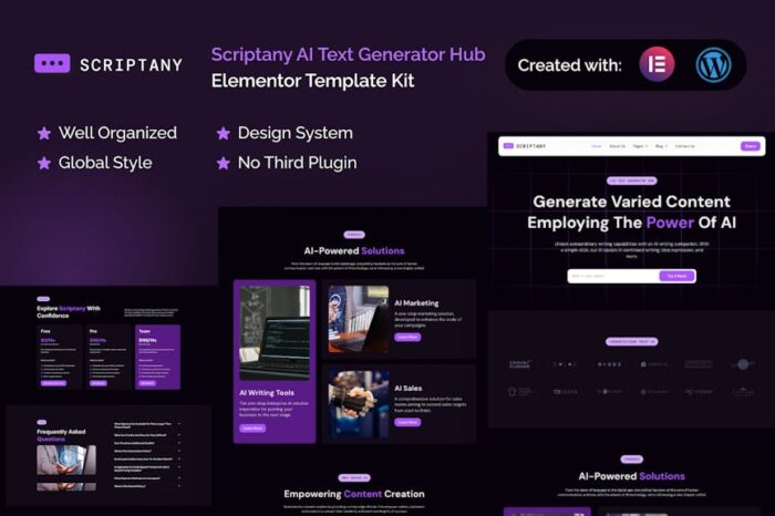 Scriptany - AI Text Generator Hub Elementor Pro Template Kit