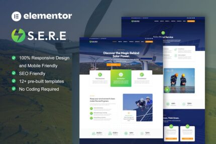 Sere - Solar & Renewable Energy Elementor Pro Template Kit