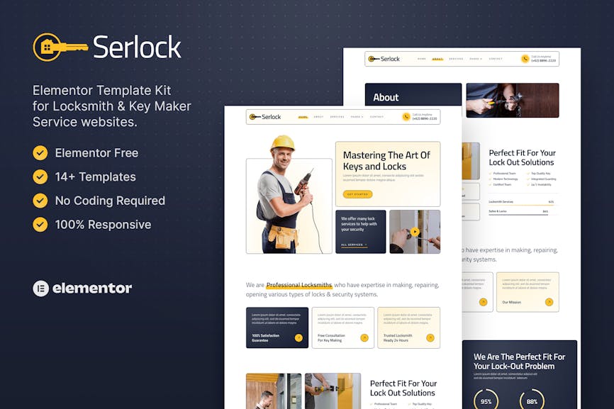 Serlock - Key Maker & Locksmith Service Elementor Template Kit Serlock - Key Maker & Locksmith Service Elementor Template Kit