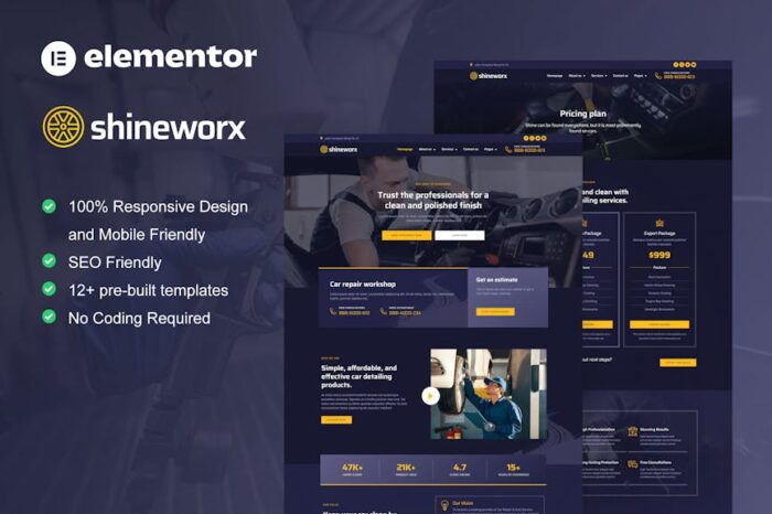 ShineWorx - Car Detailing Service & Car Repair Elementor Pro Template Kit