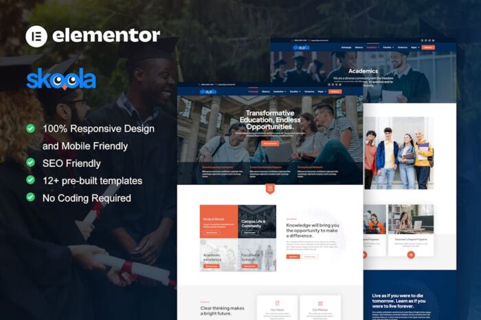 Skoola - University & School Elementor Pro Template Kit