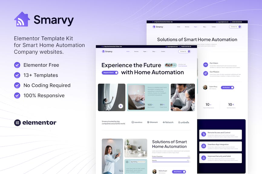 Smarvy - Smart Home Automation Company Elementor Template Kit Smarvy - Smart Home Automation Company Elementor Template Kit