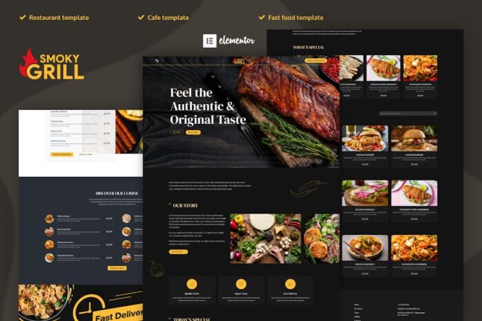 Smoky Grill - Restaurant & Cafe Elementor Pro Template Kit