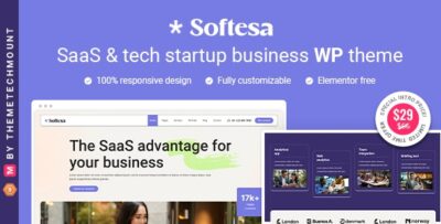 Softesa - Saas Software Startup Business Elementor WordPress Theme