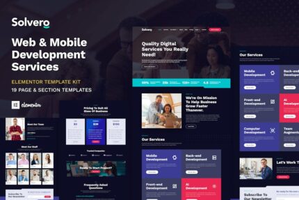 Solvero - Web & Mobile Development Service Elementor Template Kit