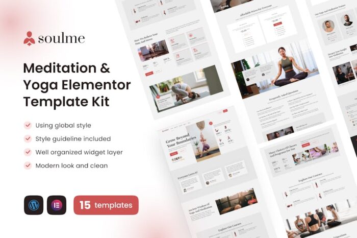 Soulme Yoga Meditation & Wellness Mindfulness Elementor Template Kit