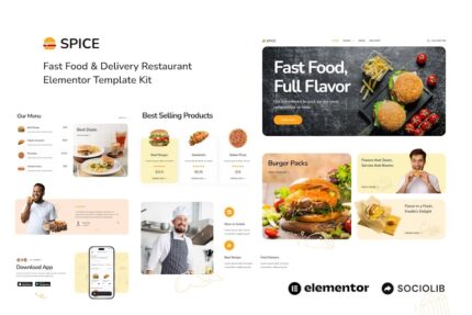 Spice - Fast Food & Delivery Restaurant Elementor Template Kit