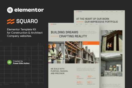 Squaro – Modern Construction & Architect Elementor Template Kit