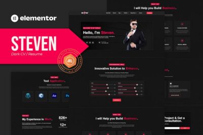 Steven - Dark CV Portfolio Resume Elementor Template Kit