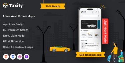 Taxify - Taxi Booking Mobile App PWA Template