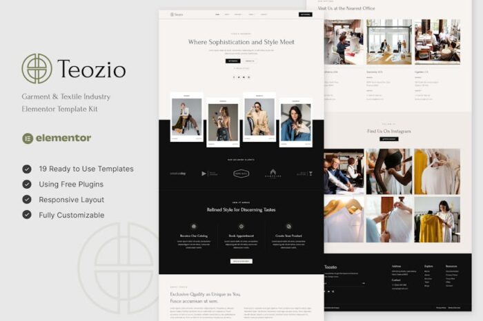 Teozio - Garment & Textile Industry Elementor Template Kit