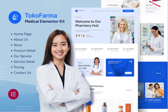 TokoFarma - Ecommerce Medicinal Store Elementor Template Kit