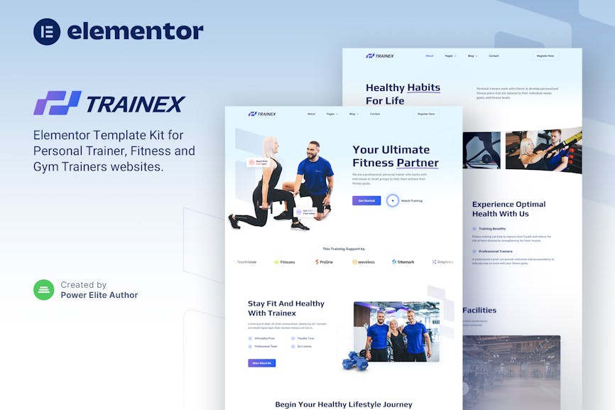 Trainex - Personal Trainer & Fitness Elementor Template Kit Trainex - Personal Trainer & Fitness Elementor Template Kit