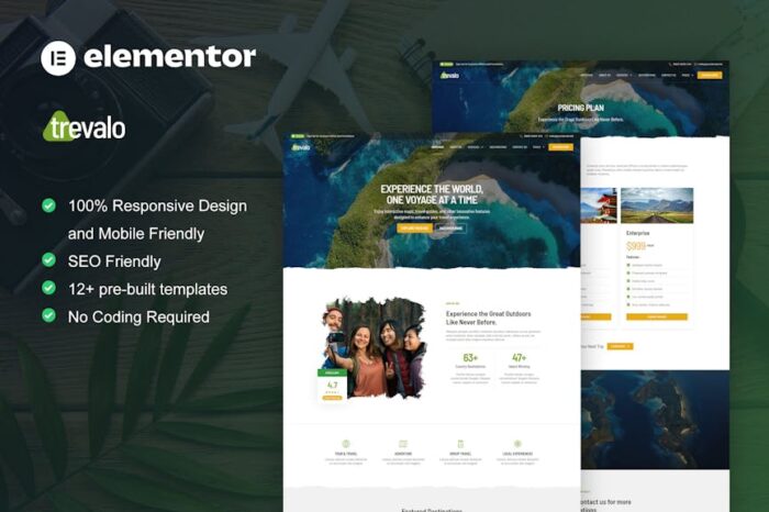 Trevalo - Travel & Tour Agency Elementor Pro Template Kit