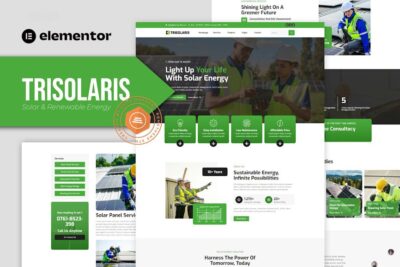 Trisolaris - Solar & Renewable Energy Elementor Template Kit