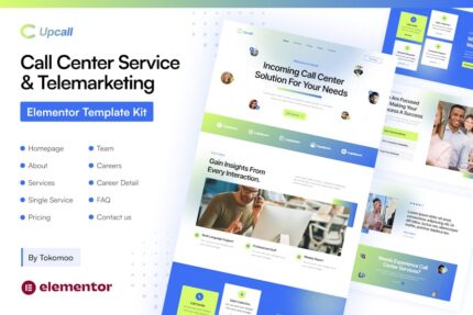 Upcall - Call Center Service & Telemarketing Elementor pro Template Kit