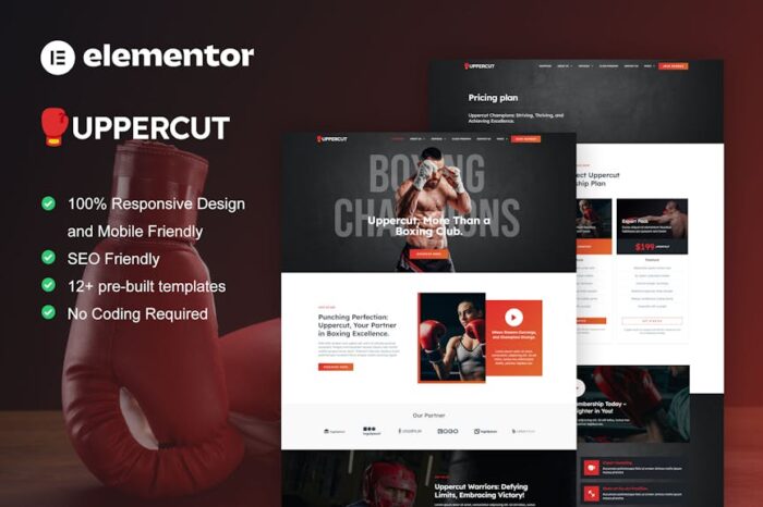 Uppercut - Boxing School & Martial Arts Elementor Pro Template Kit