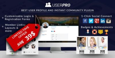 Userpro - Community And User Profiles Wordpress Plugin V5.1.9 + Addons