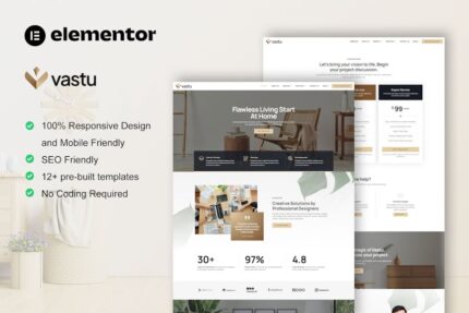 Vastu - Interior Design Service Elementor Pro Template Kit