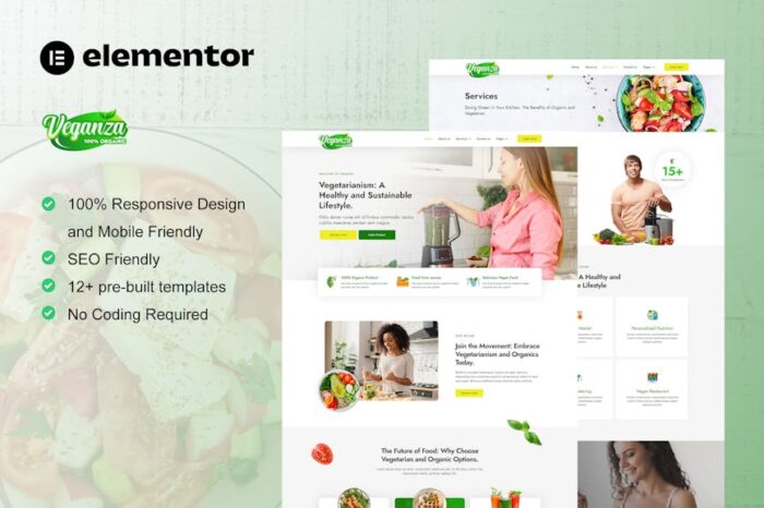 Veganza - Organic Food & Vegetarian Elementor Template Kit