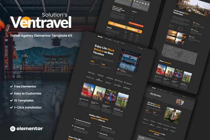 Ventravel - Traveling Agency Elementor Template Kit