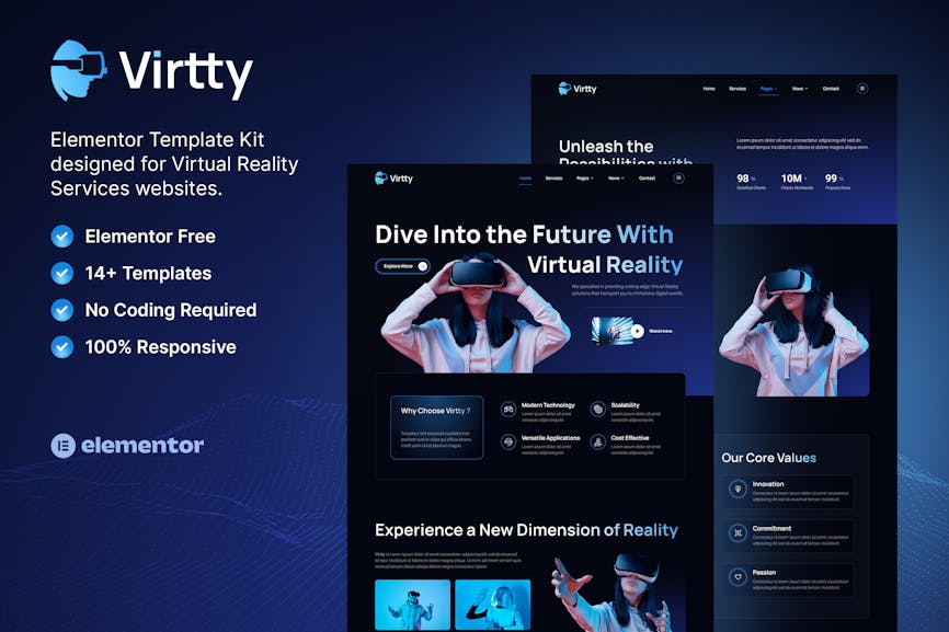 Virtty - Virtual Reality Services Elementor Template Kit Virtty - Virtual Reality Services Elementor Template Kit
