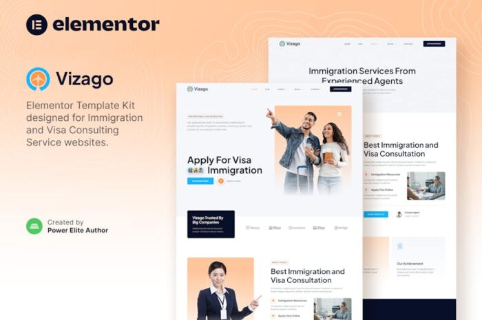 Vizago – Immigration & Visa Consulting Service Elementor Template Kit