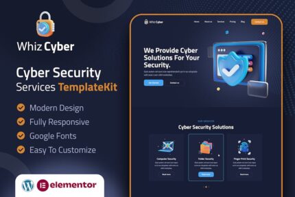 WhizCyber - Cyber Security Elementor Template Kit