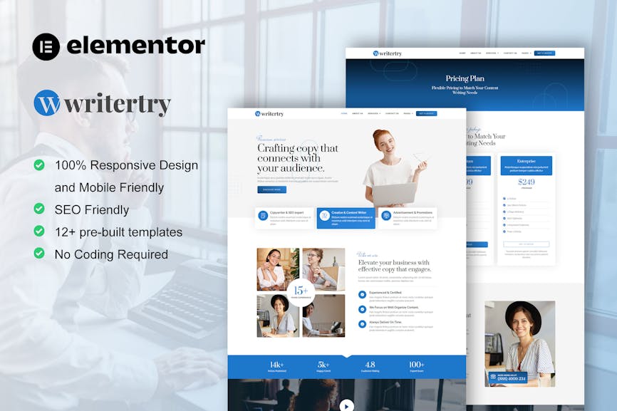 Writertry - Content Writing Service Agency Elementor Kit Writertry - Content Writing Service Agency Elementor Kit