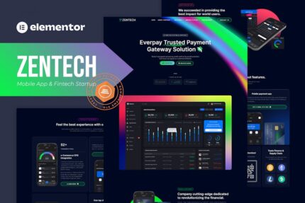 Zentech - Mobile App & Fintech Startup Elementor Template Kit