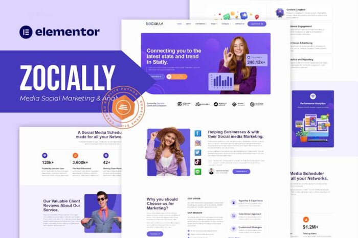 Zocially - Social Media Marketing & Analythic Elementor Template Kit