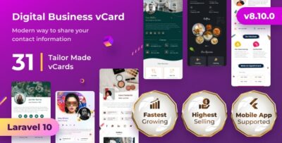 vCard SaaS - Business Card Builder SaaS - Laravel VCard Saas - NFC Card - With Mobile App v8.10.0