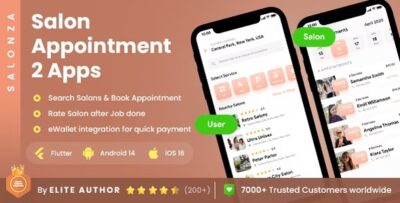 4 App Template Salon Appointment Booking App Salon Customer Management App Spa Booking Salonza