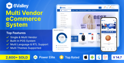 6valley - Multi-Vendor E-commerce - Complete eCommerce Mobile App, Web, Seller and Admin Panel - NULLED v14.7