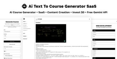 Ai Course Generator - Text To Course SaaS Ai Video & Image Content Payment Earn Gemini React Admin v2.0