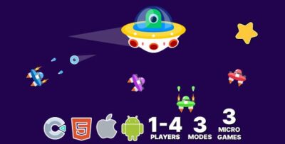 Alien Ship. 1-4 Player Mode. 3 Modes. 3 Games. Construct 3 (c3p)